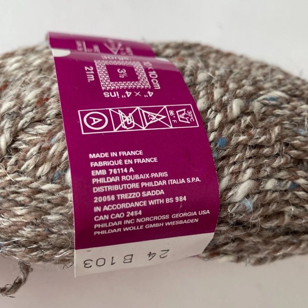 VINTAGE PHILDAR TWEEDAPHIL Acrylic, COTTON, Wool, LINEN  Blend Yarn- 5 Skeins - Picture 6 of 7